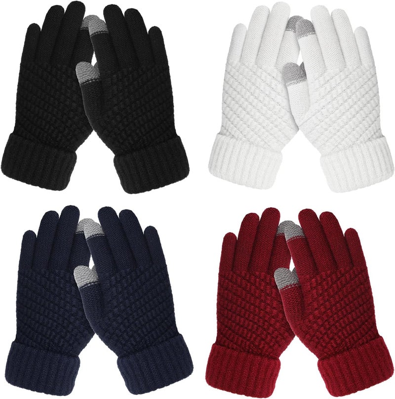 Clothclose 4 Pairs Kids Winter Gloves for Boys Girls, Warm Winter Glove for Kids, Knit Toddler Kid Gloves, Soft Kid Mittens - Image 1